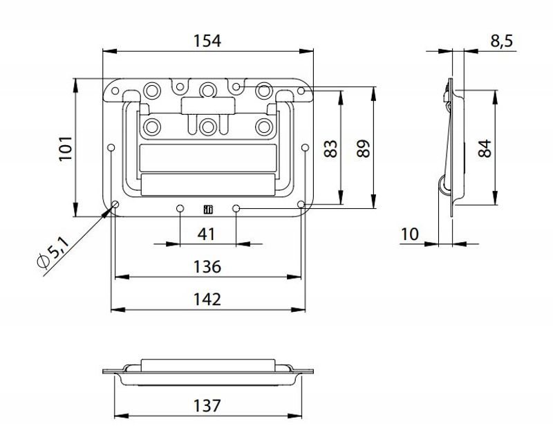 Adam Hall 34082S Fliphåndtak Medium Rustfritt